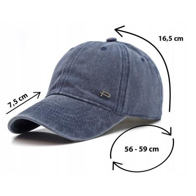 CZAPKA z Daszkiem Vintage Bejsbolówka Bawełniana GRANATOWA Pako Jeans