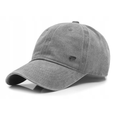 CZAPKA z Daszkiem Vintage Bejsbolówka Bawełniana JASNOSZARA Pako Jeans