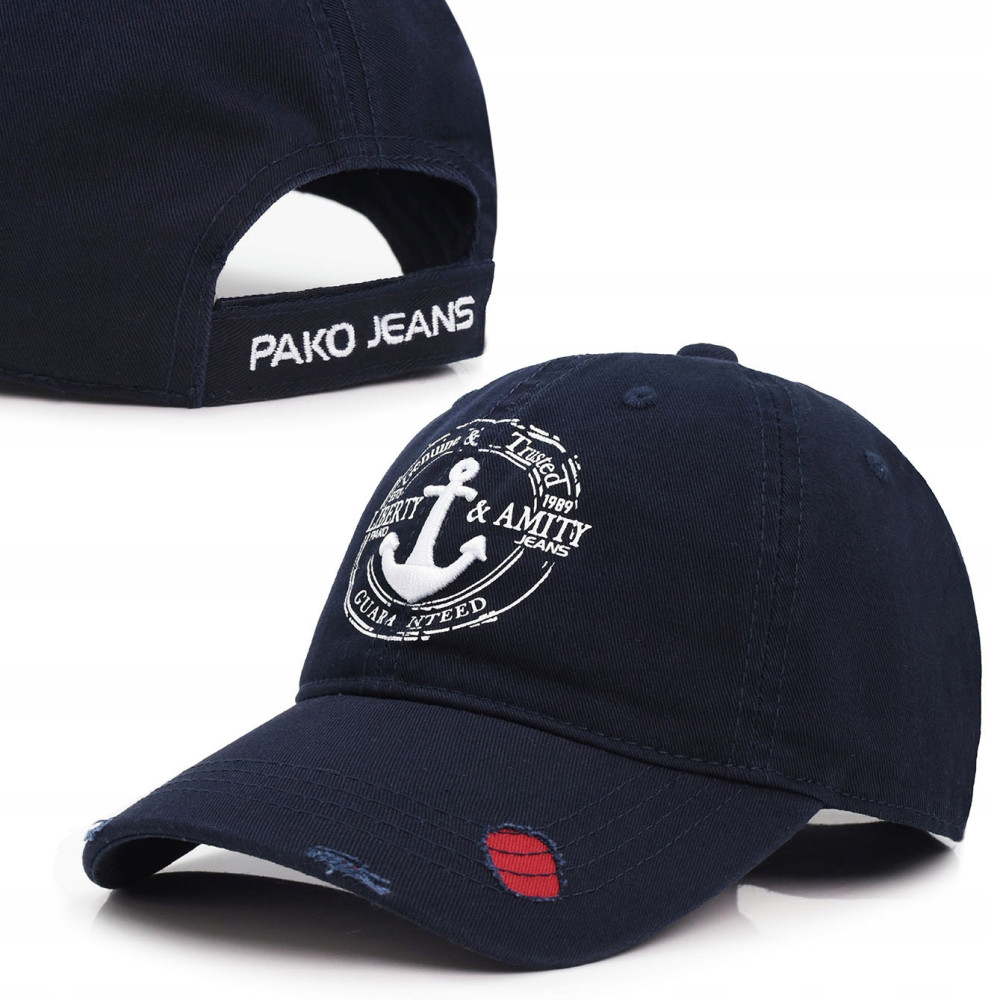 CZAPKA z Daszkiem z KOTWICĄ Solidna Bejsbolówka GRANATOWA Pako Jeans CZAPKA z Daszkiem z KOTWICĄ Solidna Bejsbolówka GRANATOWA Pako Jeans