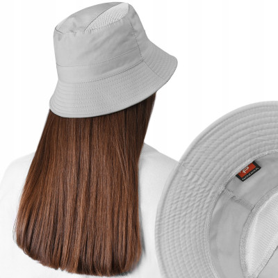 KAPELUSZ Letni z SIATKĄ Rybacki Bucket Hat JASNOSZARY Bawełniany Pako Jeans - Pakojeans.pl