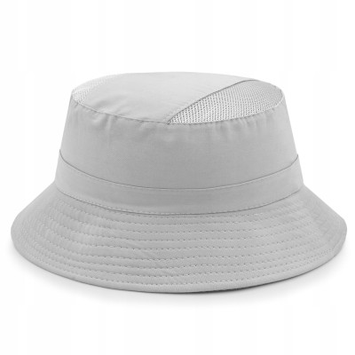 KAPELUSZ Letni z SIATKĄ Rybacki Bucket Hat JASNOSZARY Bawełniany Pako Jeans - Pakojeans.pl