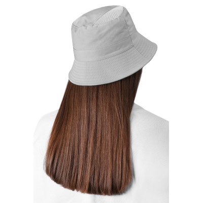 KAPELUSZ Letni z SIATKĄ Rybacki Bucket Hat JASNOSZARY Bawełniany Pako Jeans - Pakojeans.pl