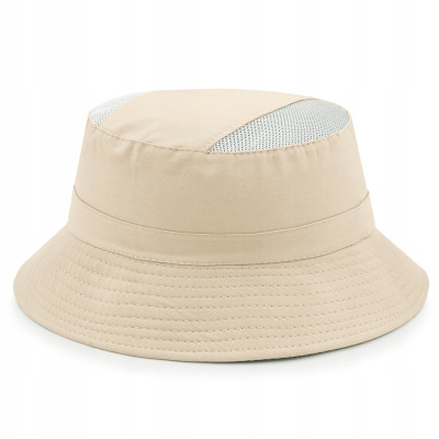 KAPELUSZ Letni z SIATKĄ Rybacki Bucket Hat JASNY BEŻ Bawełniany Pako Jeans - Pakojeans.pl