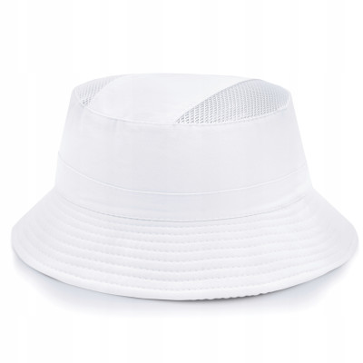 KAPELUSZ Letni z SIATKĄ Rybacki Bucket Hat BIAŁY Bawełniany Pako Jeans - Pakojeans.pl