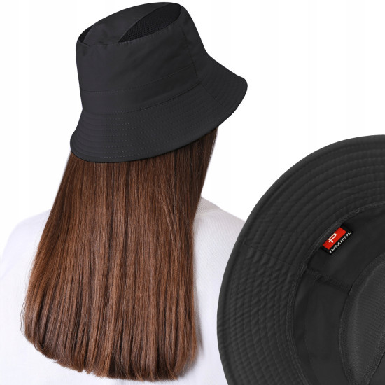 KAPELUSZ Letni z SIATKĄ Rybacki Bucket Hat CZARNY Bawełniany Pako Jeans
