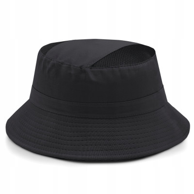 KAPELUSZ Letni z SIATKĄ Rybacki Bucket Hat CZARNY Bawełniany Pako Jeans - Pakojeans.pl