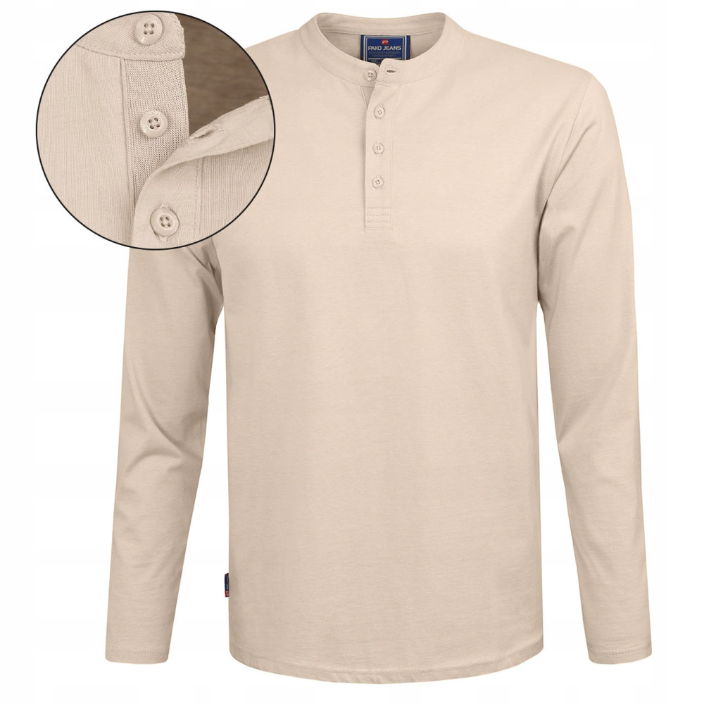 LONGSLEEVE męski koszulka z długim rękawem bawełniana MATRIX beżowa Pako Jeans LONGSLEEVE męski koszulka z długim rękawem bawełniana MATRIX beżowa Pako Jeans