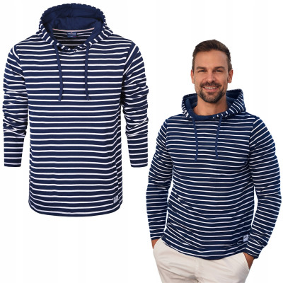 BLUZA Męska na Lato z Kapturem DRESOWA Nieocieplana BROMI w PASKI Pako Jeans
