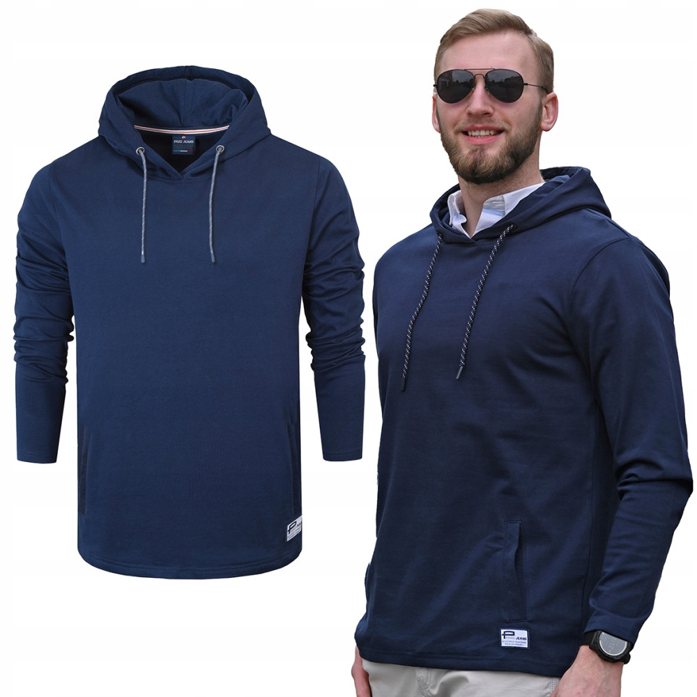 BLUZA Męska na Lato z Kapturem DRESOWA Nieocieplana BROMI GRANATOWA Pako Jeans