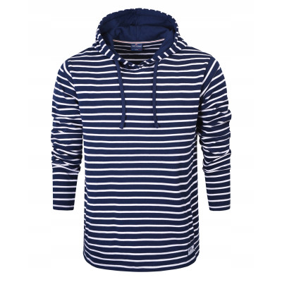 BLUZA Męska na Lato z Kapturem DRESOWA Nieocieplana BROMI w PASKI Pako Jeans