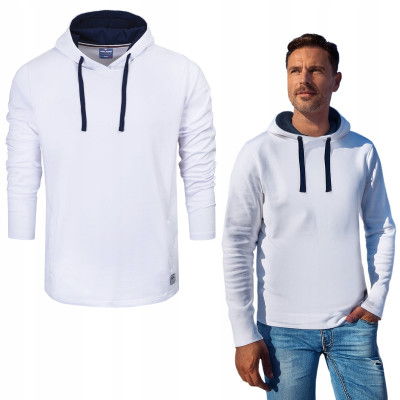 BLUZA Męska na Lato z Kapturem DRESOWA Nieocieplana BROMI BIAŁA Pako Jeans