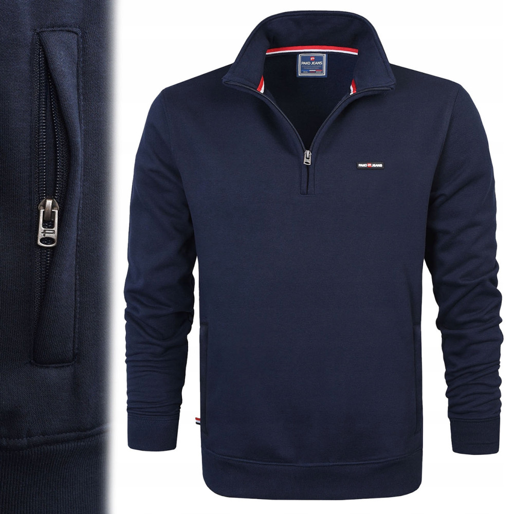 BLUZA Męska Bez Kaptura z Zamkiem Bawełniana Ciepła VIGO GRANATOWA Pako Jeans