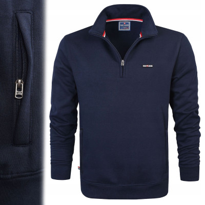 BLUZA Męska Bez Kaptura z Zamkiem Bawełniana Ciepła VIGO GRANATOWA Pako Jeans