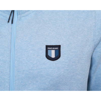 BLUZA Męska Rozpinana bez Kaptura Ocieplana JOY BŁĘKITNA melanż Pako Jeans
