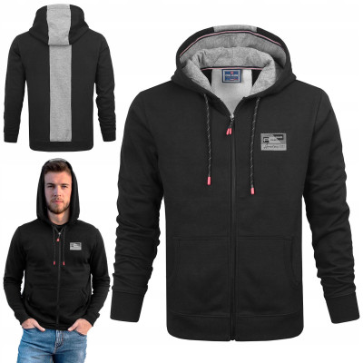BLUZA Męska z Kapturem ROZPINANA Sportowa OREO CZARNA Pako Jeans