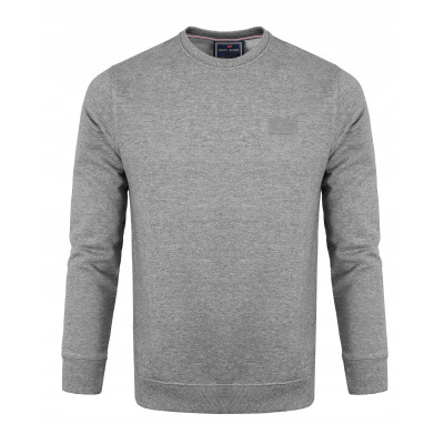 BLUZA Męska bez Kaptura DRESOWA Basic Ocieplana MILKY SZARA melanż Pako Jeans