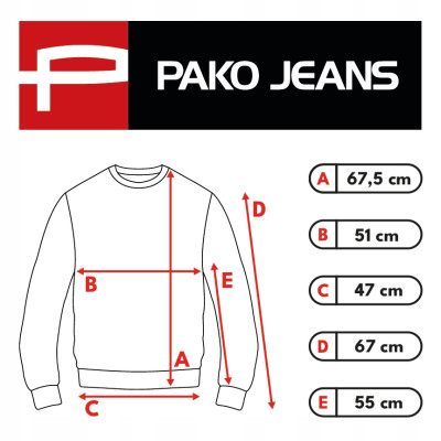 BLUZA Męska bez Kaptura DRESOWA Basic Ocieplana MILKY CZARNA Pako Jeans