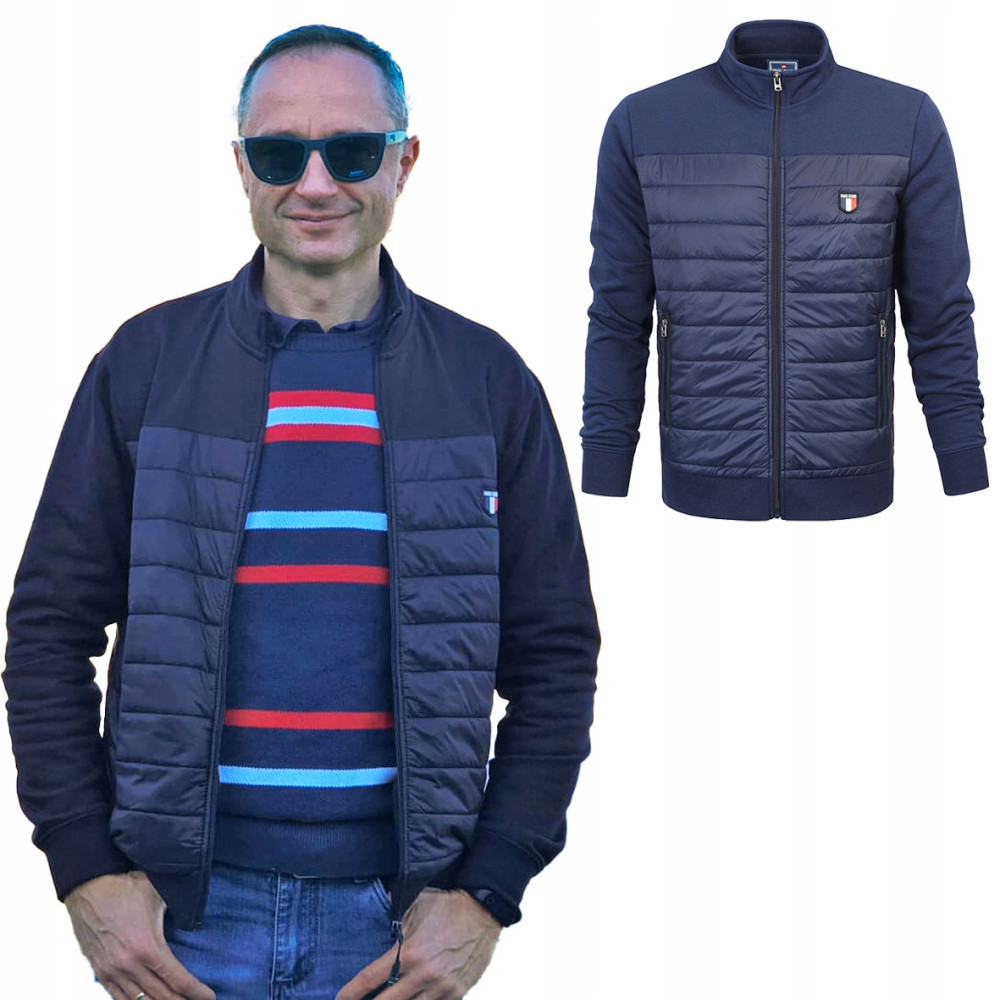 BLUZA Męska KURTKA Przejściowa Pikowana Bez Kaptura KOPENHAGA GRANATOWA Pako Jeans