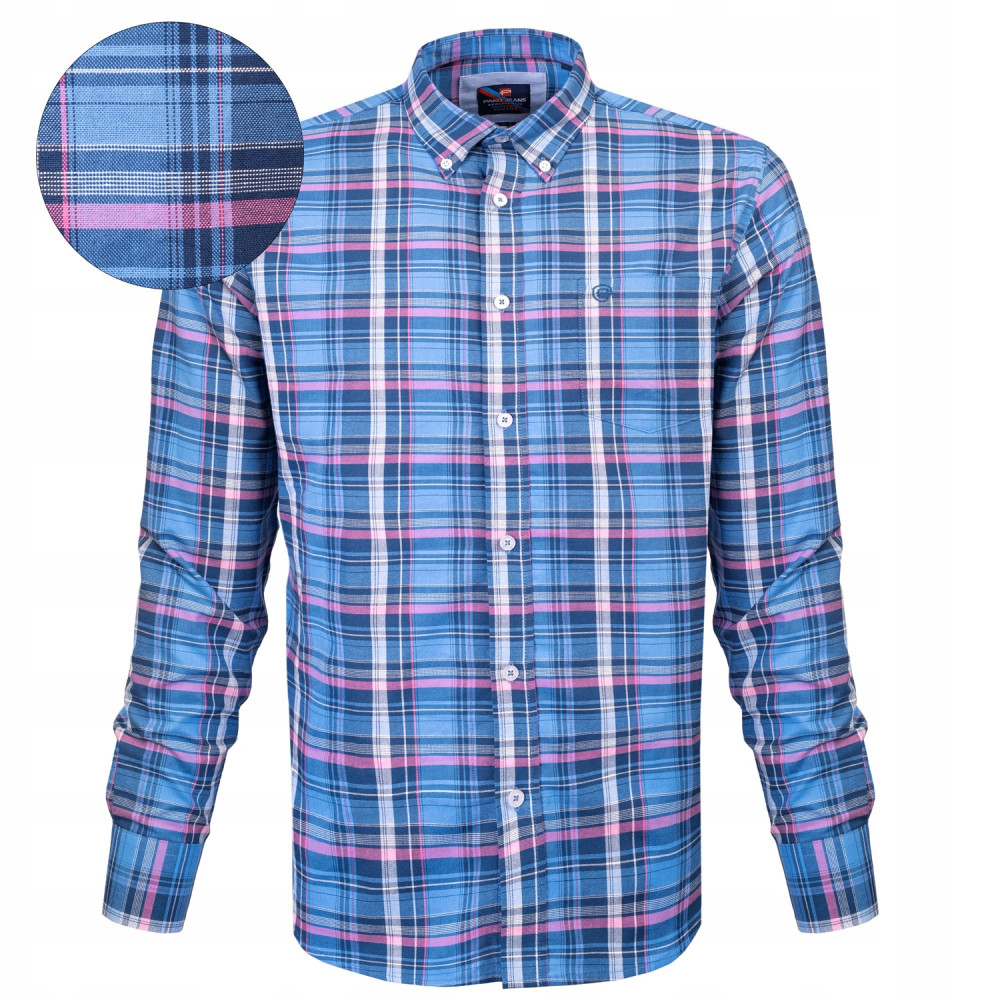 KOSZULA Męska w KRATKĘ z Długim Rękawem BLUEPIK Bawełniana Slim Fit Pako Jeans KOSZULA Męska w KRATKĘ z Długim Rękawem BLUEPIK Bawełniana Slim Fit Pako Jeans