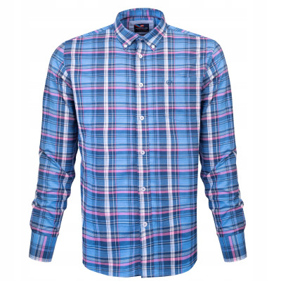 KOSZULA Męska w KRATKĘ z Długim Rękawem BLUEPIK Bawełniana Slim Fit Pako Jeans