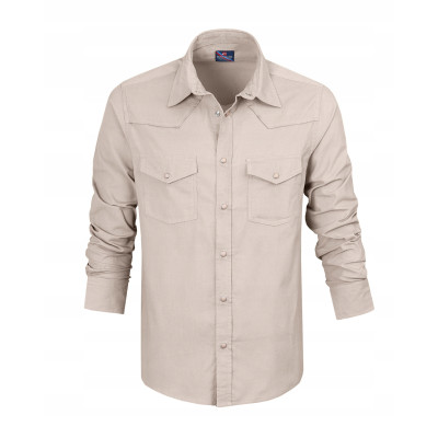 KOSZULA Męska SZTRUKSOWA z Długim Rękawem DURO BEŻOWA Regular Fit Pako Jeans