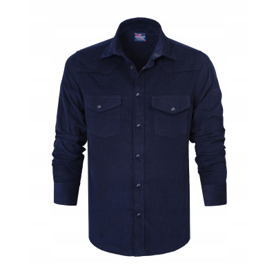 KOSZULA Męska SZTRUKSOWA z Długim Rękawem DURO GRANATOWA Regular Fit Pako Jeans