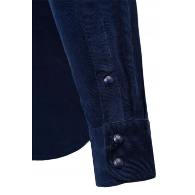 KOSZULA Męska SZTRUKSOWA z Długim Rękawem DURO GRANATOWA Regular Fit Pako Jeans