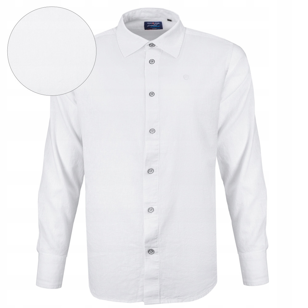 KOSZULA Męska z Długim Rękawem TWIN LNIANA Biała Regular Fit Pako Jeans KOSZULA Męska z Długim Rękawem TWIN LNIANA Biała Regular Fit Pako Jeans