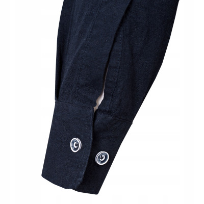 KOSZULA Męska z Długim Rękawem TWIN LNIANA Granatowa Regular Fit Pako Jeans