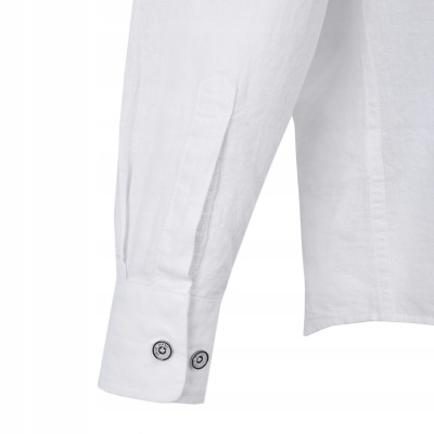 KOSZULA Męska z Długim Rękawem TWIN LNIANA Biała Regular Fit Pako Jeans