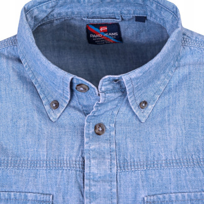 Koszula Męska Jeansowa z Długim Rękawem PETER Regular Fit Bawełniana Pako Jeans