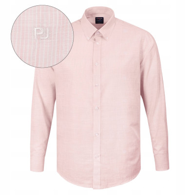 KOSZULA Męska w PASKI z Długim Rękawem RÓŻOWA LNIANA Regular Fit Pako Jeans