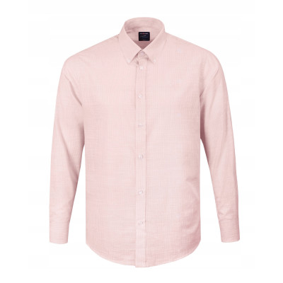 KOSZULA Męska w PASKI z Długim Rękawem RÓŻOWA LNIANA Regular Fit Pako Jeans