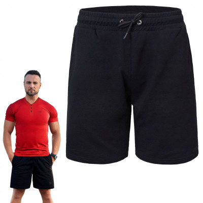Krótkie Spodenki SZORTY Dresowe Męskie RABBIT Czarne Pako Jeans