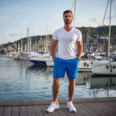 Krótkie Spodenki SZORTY Dresowe Męskie RABBIT Niebieskie Pako Jeans