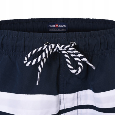 KAPIELÓWKI Męskie Spodenki SZORTY Plażowe CORAL Granatowo-Białe Pako Jeans