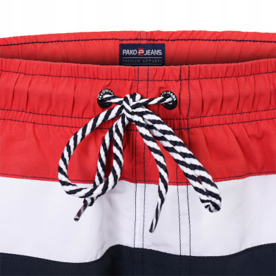 KAPIELÓWKI Męskie Spodenki SZORTY Plażowe CORAL Granatowo-Czerwono-Białe Pako Jeans