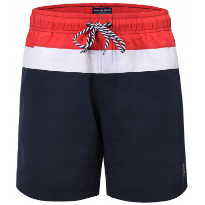 KAPIELÓWKI Męskie Spodenki SZORTY Plażowe CORAL Granatowo-Czerwono-Białe Pako Jeans