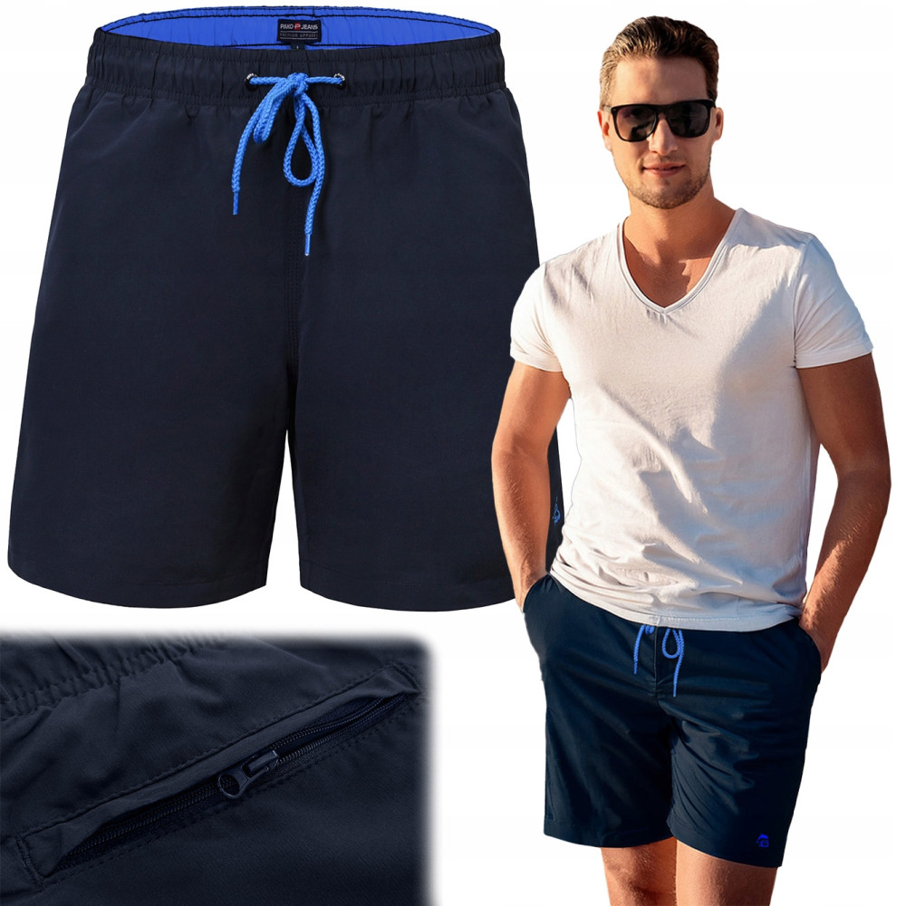 KAPIELÓWKI Męskie SZORTY Plażowe REGATA Kieszeń na Zamek Granat Pako Jeans KAPIELÓWKI Męskie SZORTY Plażowe REGATA Kieszeń na Zamek Granat Pako Jeans