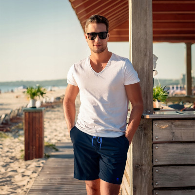 KAPIELÓWKI Męskie SZORTY Plażowe REGATA Kieszeń na Zamek Granat Pako Jeans