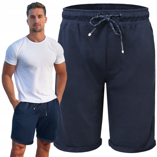 Krótkie Spodenki SZORTY Dresowe Męskie ARABESKA Granatowe Pako Jeans