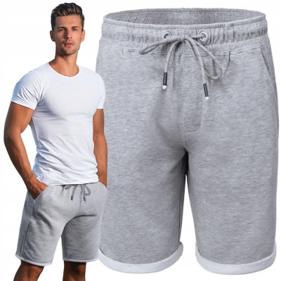 Krótkie Spodenki SZORTY Dresowe Męskie ARABESKA Szare Melanż Pako Jeans