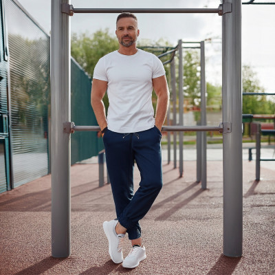 SPODNIE DRESOWE męskie długie sportowe MARTIN granatowe Pako Jeans