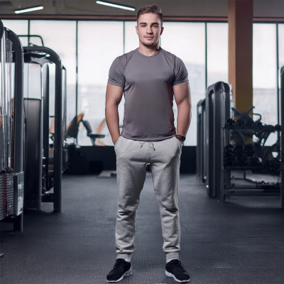 SPODNIE DRESOWE męskie długie sportowe MARTIN szare melanż Pako Jeans