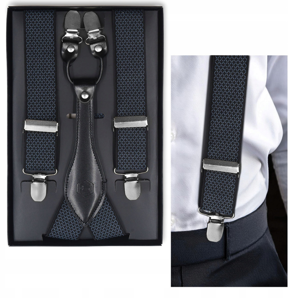 SZELKI Męskie z Wzorkiem do Spodni w Pudełku Mocne Elastyczne od S do XXL