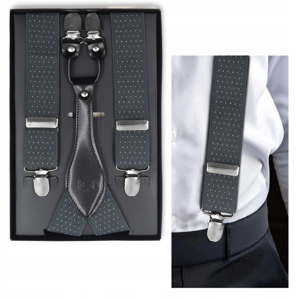 SZELKI Męskie w Kropki do Spodni w Pudełku Mocne Elastyczne od S do XXL