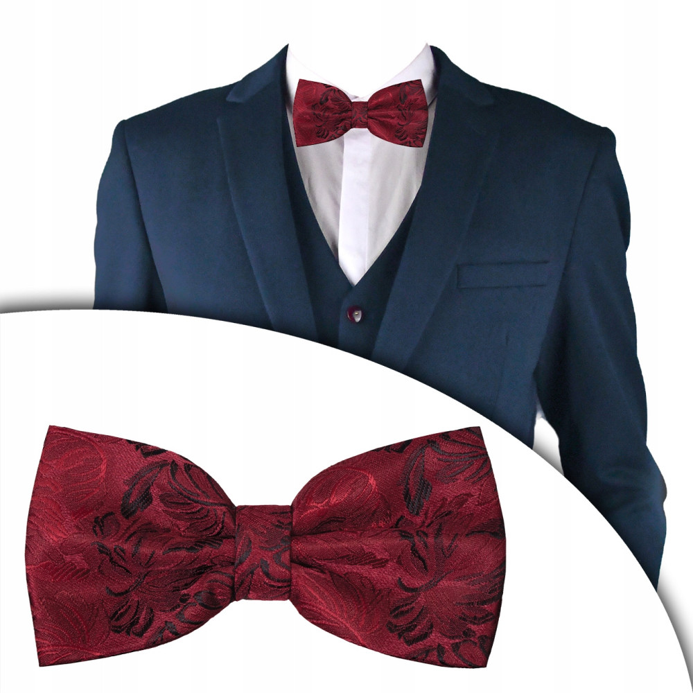 MUSZKA Męska BORDOWA w Kwiaty Elegancka Mucha w Pudełku Pako Jeans MUSZKA Męska BORDOWA w Kwiaty Elegancka Mucha w Pudełku Pako Jeans