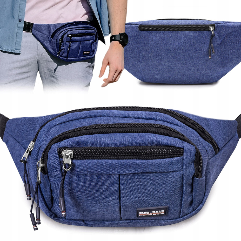 Sportowa SASZETKA na pas NERKA męska biodrówka GRANATOWA melanż Pako Jeans Sportowa SASZETKA na pas NERKA męska biodrówka GRANATOWA melanż Pako Jeans