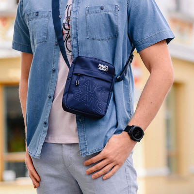 TORBA Męska na RAMIĘ Praktyczna Saszetka na Pasku GRANATOWA Pako Jeans