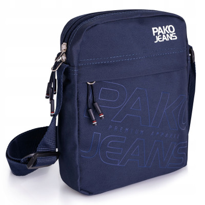 TORBA Męska na RAMIĘ Praktyczna Saszetka na Pasku GRANATOWA Pako Jeans